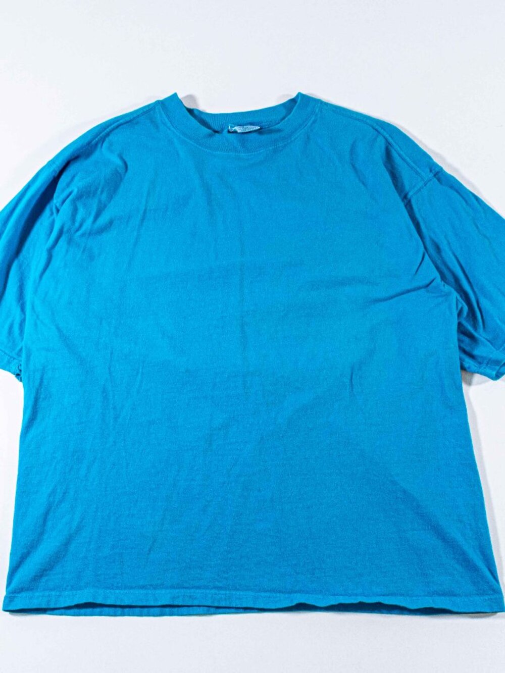 Vintage GAP Plain Blank T-Shirt Large 90s Made in USA Blue Boxy Cotton Tee VTG
